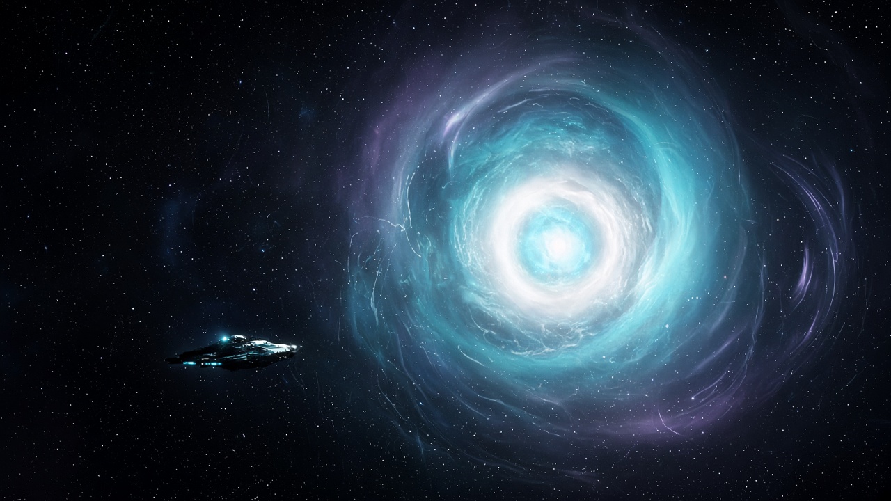 Bright rift blooming ahead of the craft